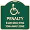 Signmission Penalty $100 $500 Fine Tow-Away Zone Heavy-Gauge Aluminum Sign, 18" x 18", G-1818-23330 A-DES-G-1818-23330 - alternate 1